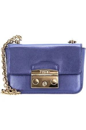 Furla Leren Avondtas Metropolis Mini Crossbody Paars