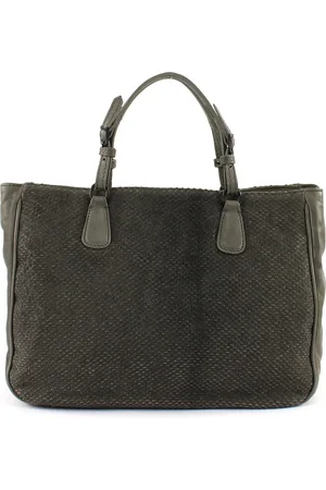Caterina Lucchi Leren Handtas Schoudertas Agnello Crossover Bag Grijs