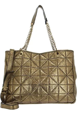 Caterina Lucchi Leren Shopper Schoudertas Urban Laminated Shopping Bag Goudkleurig