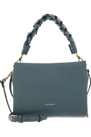 Coccinelle Leren Schoudertas Boheme Grana Double Crossbody Double Grainy Leather Groen