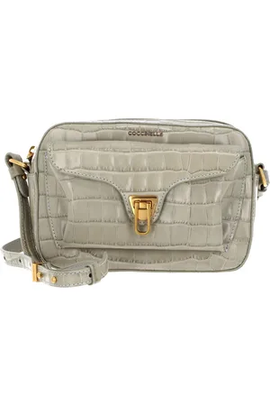 Coccinelle Leren Schoudertas Avondtas Beat Croco Shiny Soft Crossover Bag Beige