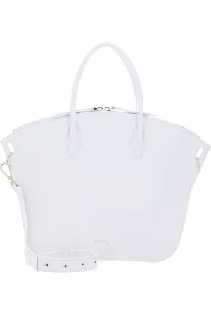 Coccinelle Leren Handtas Schoudertas Flare Hand Bag Grained Leather Wit