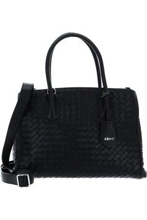 Abro+ Leren Business tas Schoudertas met laptopvak Leather Piuma Weaving Businessshopper Busy Zwart
