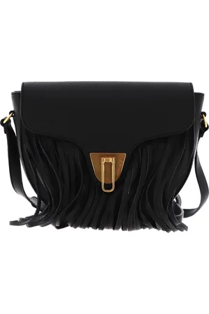 Coccinelle Leren Schoudertas Avondtas Beat Frange Crossover Bag Zwart
