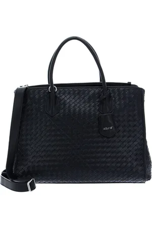 Abro+ Leren Business tas Schoudertas met laptopvak Leather Piuma Weaving Businessshopper Busy Blauw