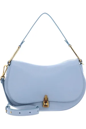 Coccinelle Leren Schoudertas Magie Soft Handbag Grained Leather Lichtblauw