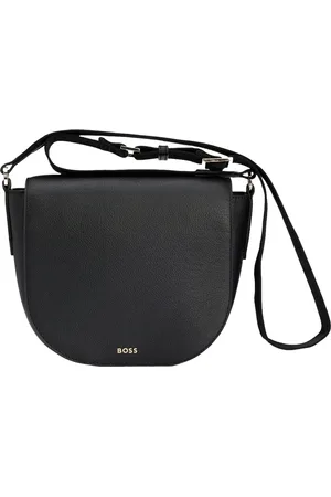 HUGO BOSS Leren Schoudertas Alyce Flap Crossbody Bag Zwart