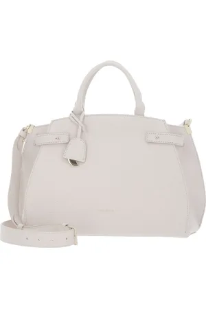 Coccinelle Leren Handtas Schoudertas Kliche Handbag Grained Leather Crème