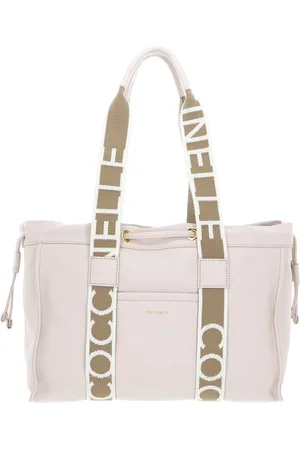 Coccinelle Leren Schoudertas 2Day Signature Handbag Grained Leather Crème