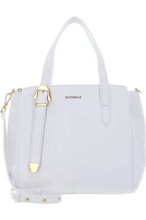 Coccinelle Leren Handtas Schoudertas Gleen Handbag Grained Leather Wit