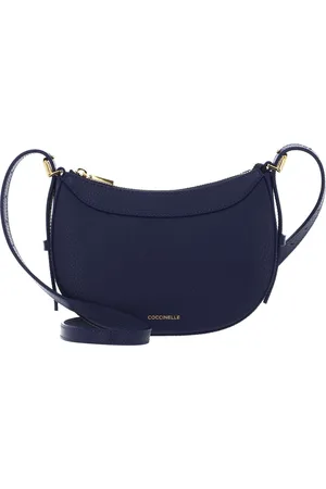Coccinelle Leren Schoudertas Whisper Grained Leather Mini Bag Blauw