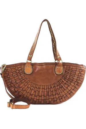 Campomaggi Leren Schoudertas Medium Half Moon Shopping Bag Bruine
