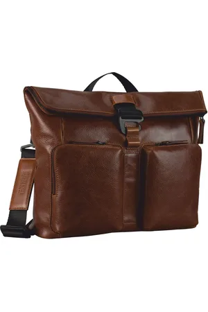 Leonhard Heyden Leren Schoudertas met laptopvak Porto Messenger Bruine