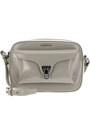 Coccinelle Leren Schoudertas Avondtas Beat Shiny Cal Crossover Bag Lichtgrijs