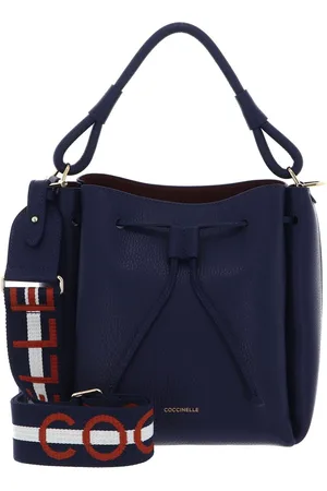 Coccinelle Leren Handtas Schoudertas Eclyps Handbag Grained Leather Blauw