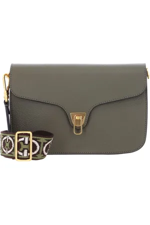 Coccinelle Leren Schoudertas Beat Soft Ribb Crossbody Bag Olijfgroen