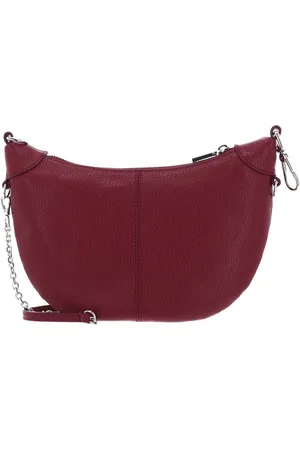 Coccinelle Leren Schoudertas Virtual Mini Bag Grained Leather Wijnrood