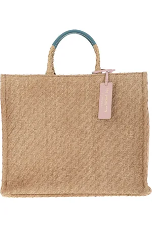 Coccinelle Shopper Never Without Bag Rafia Handbag Beige