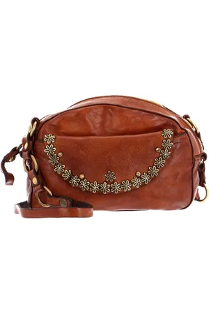 Campomaggi Leren Schoudertas Half Moon Crossbody Bag Terracotta