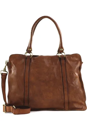 Campomaggi Leren Schoudertas Laptoptas met laptopvak Shopping Bag Bruine