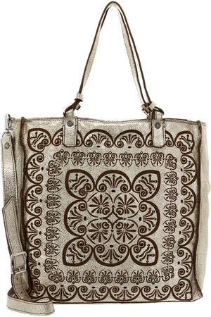 Caterina Lucchi Leren Schoudertas Peperomia Shopping Bag Goudkleurig