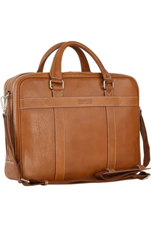 Leonhard Heyden Leren Afzonderlijke gevallen Schoudertas met laptopvak Bergamo Zipped Briefcase 2 Bruine