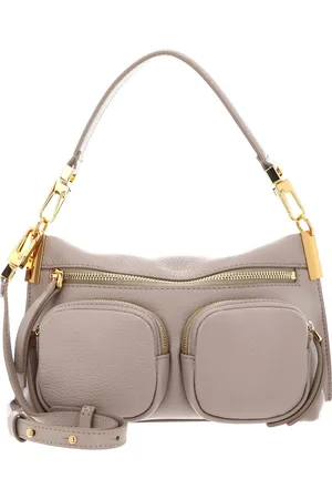 Coccinelle Leren Handtas Schoudertas Hyle Handbag Grained Leather Beige