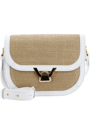 Coccinelle Leren Schoudertas Dew Straw Handbag Beige