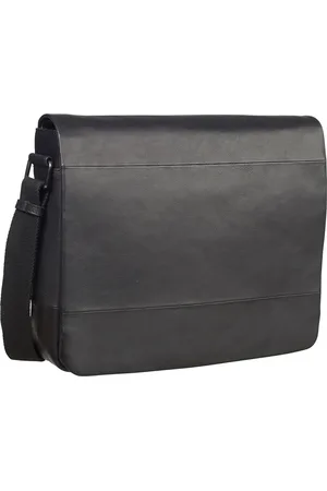 Leonhard Heyden Leren Schoudertas Laptoptas met laptopvak Hamburg Shoulder Bag Zwart