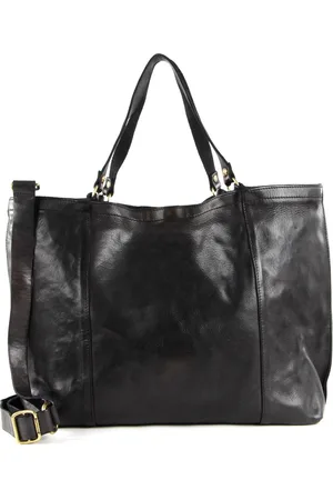 Campomaggi Leren Schoudertas Handtas Shopping Bag Zwart