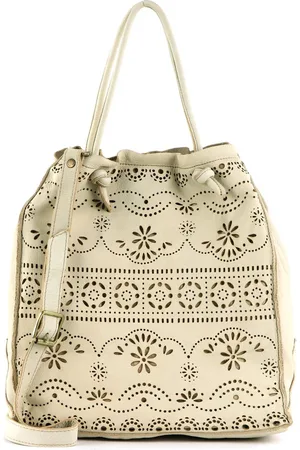 Caterina Lucchi Leren Schoudertas Shopper Matera Shopping Bag Beige