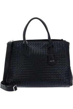 Abro+ Leren Business tas Schoudertas met laptopvak Leather Piuma Weaving Businessshopper Busy Blauw
