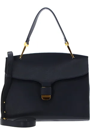 Coccinelle Leren Handtas Schoudertas Neofirenze Text Handbag Donkerblauw