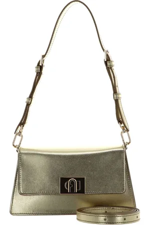 Furla Leren Schoudertas Avondtas Zoe Mini Shoulder Bag Goudkleurig
