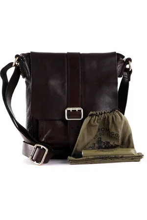 Campomaggi Leren Schoudertas Saturno Crossbody Bag Donkerbruin