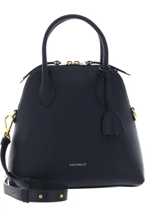 Coccinelle Leren Handtas Schoudertas Gladys Handbag Grained Leather Donkerblauw
