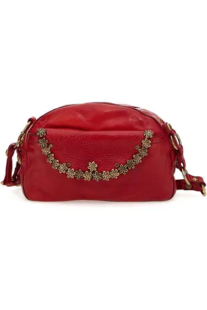 Campomaggi Leren Schoudertas Half Moon Crossbody Bag Rood