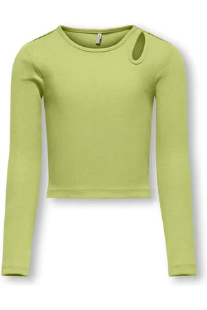 ONLY Kids meisjes longsleeve NESSA Celery Green Shoulder Cut Out Tight Fit