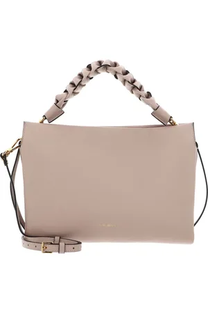 Coccinelle Leren Handtas Schoudertas Boheme Grana Double Hand Bag Beige