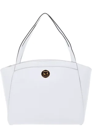 Coccinelle Leren Shopper Schoudertas Liya Handbag Grained Leather Wit