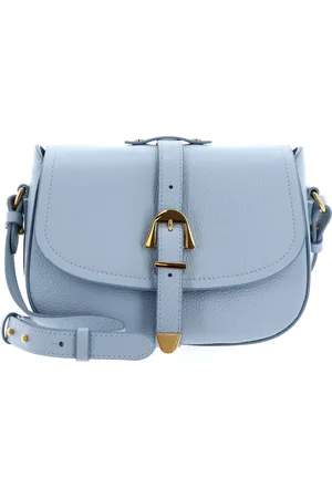Coccinelle Leren Handtas Schoudertas Magalu Handbag Grained Leather Lichtblauw
