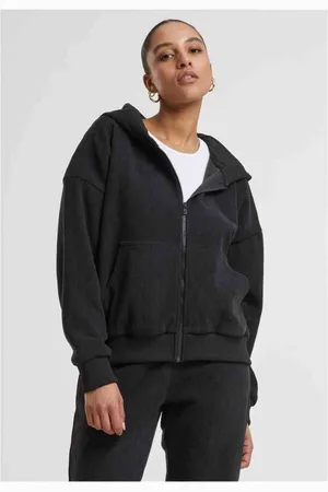 Urban classics Jacquard Velvet Oversized Vest met capuchon - M