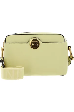 Coccinelle Leren Schoudertas Liya Signature Crossbody Grained Leather Lichtgeel