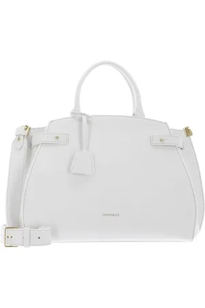 Coccinelle Leren Handtas Schoudertas Kliche Handbag Grained Leather Wit