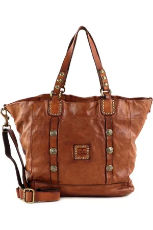 Campomaggi Leren Schoudertas Shopper Shopping Bag Terracotta