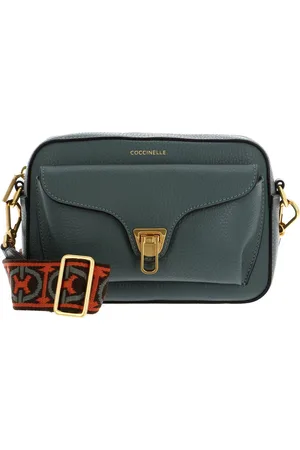 Coccinelle Leren Schoudertas Beat Soft Ribb Crossbody Bag Grained Leather Groen