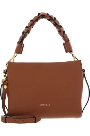 Coccinelle Leren Schoudertas Boheme Grana Double Crossbody Double Grainy Leather Terracotta