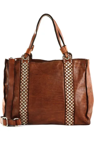Campomaggi Leren Schoudertas Shopper Shopping Bag Bruine