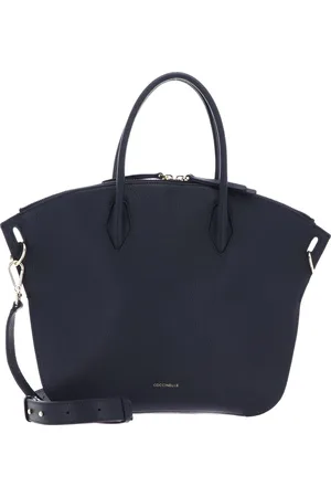 Coccinelle Leren Handtas Schoudertas Flare Hand Bag Grained Leather Donkerblauw