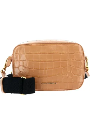 Coccinelle Leren Schoudertas Mini Bag Croco Leather Beige